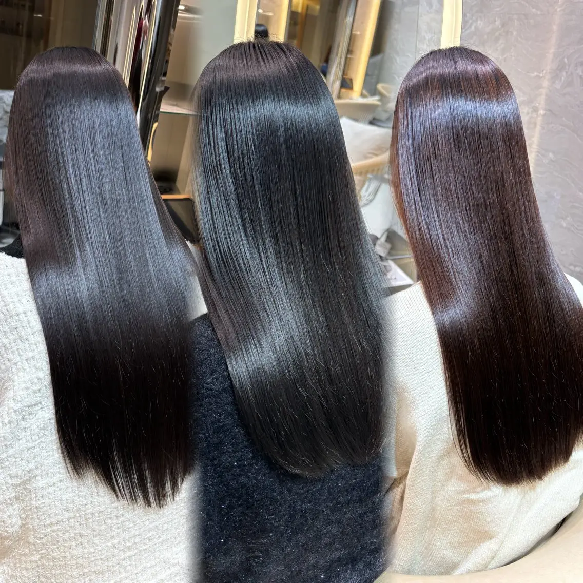 ロング カット 縮毛矯正 トリートメント さくら/似合わせレ イヤー/艶カラー🖤のヘアスタイル