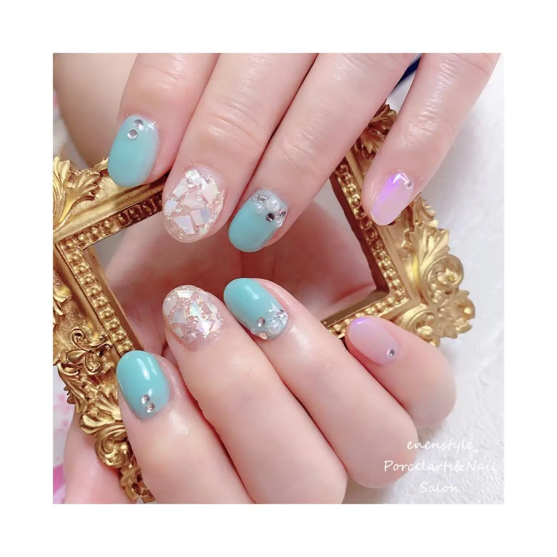 ミディアム ネイル ハンドネイル 🐾enen style 🐾のネイルデザイン