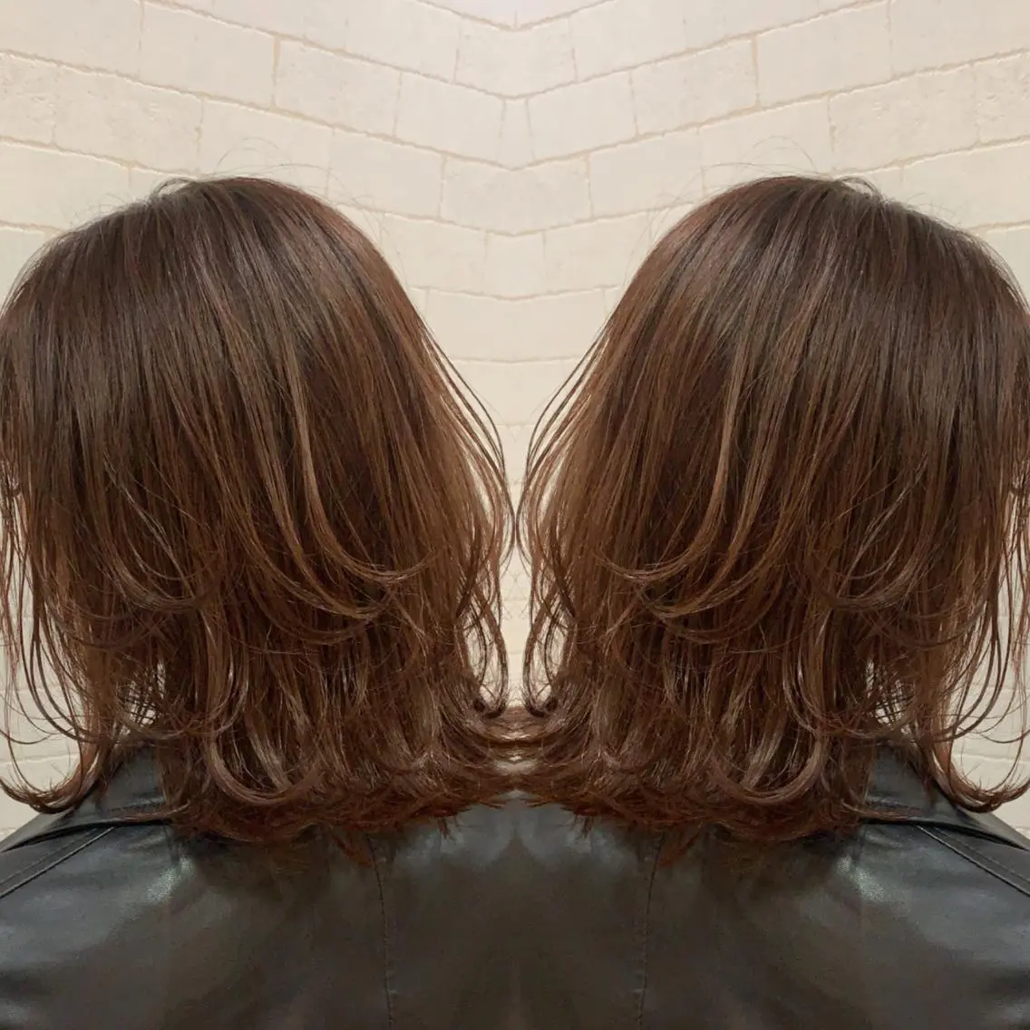 ミディアム レイヤーカット ウルフカット ウルフレイヤー カット ヘアカラー トリートメント 【White京橋】 岸 拓斗のヘアスタイル