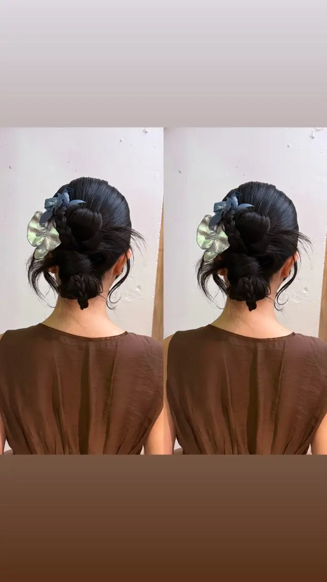 ロング ヘアアレンジ ヘアセット 暖色カラー/ ストレート/くるみのヘアスタイル