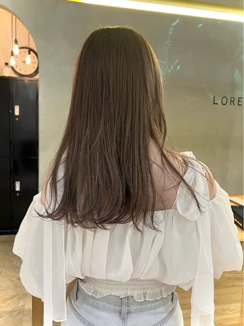 セミロング 外国人風カラー 似合わせレイヤー ＆縮毛矯正のヘアスタイル