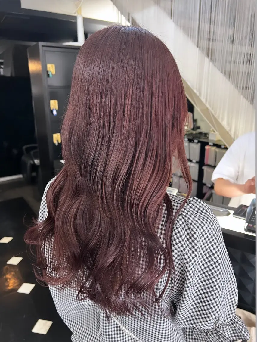 ロング カラー ブリーチ ブラウンカラー カシス ココアブラウン ラベンダーカラー ヘアカラー トリートメント 艶髪 ♡Tomiyaのヘアスタイル