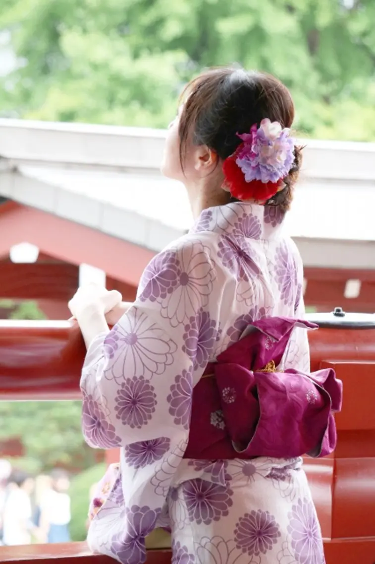 花火大会に💜浴衣着付＋ヘアセットの写真