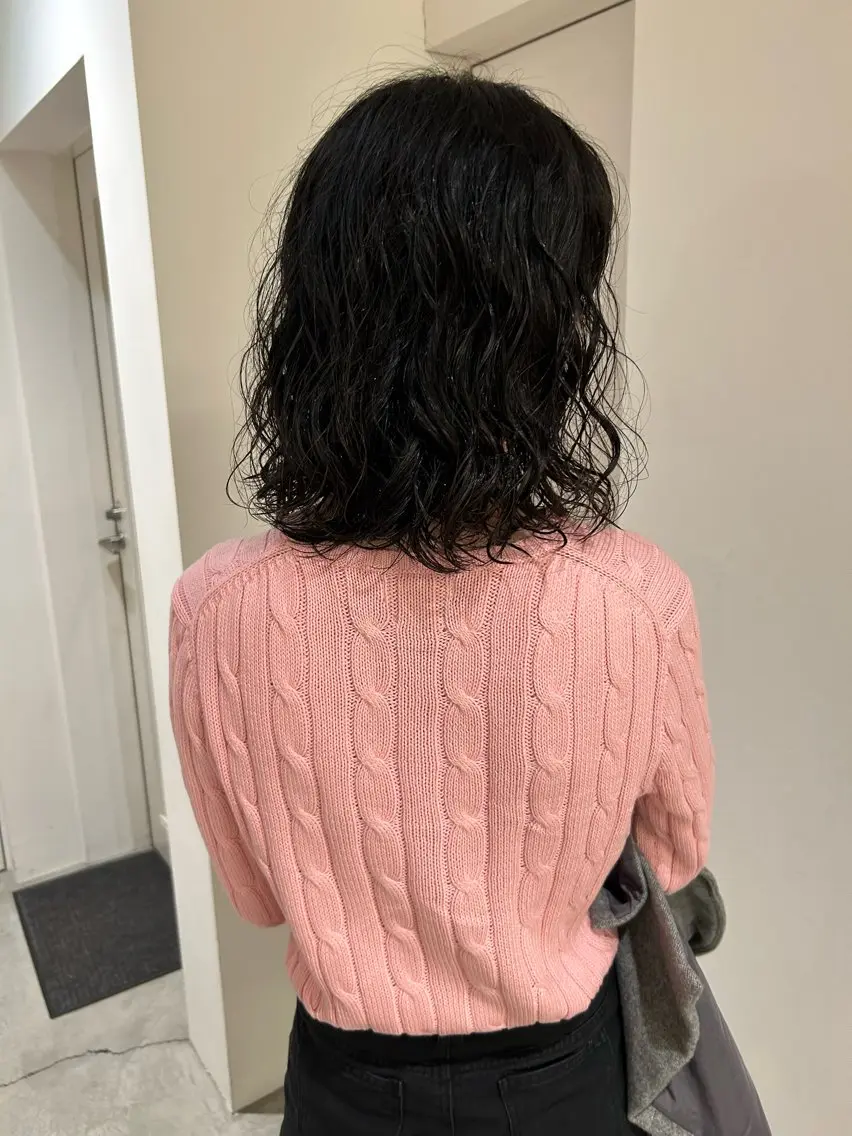 ミディアム カラー パーマ ミディアムパーマ ボブ 、 、のヘアスタイル