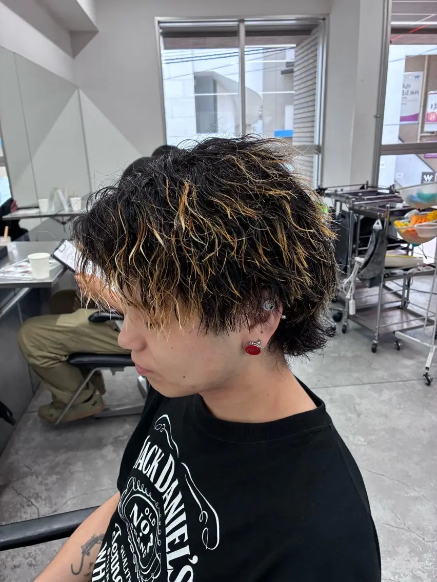 ミディアム パーマ メンズ カット パーマ トリートメント ヘアセット 💈メンズパーマ特化 💈颯太のヘアスタイル
