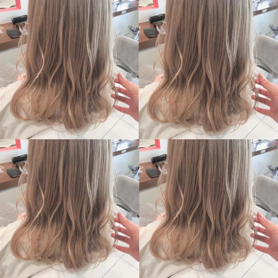 セミロング カラー ベージュカラー ブリーチ ホワイトベージュ ウルフカット ハッシュカット/七海のヘアスタイル