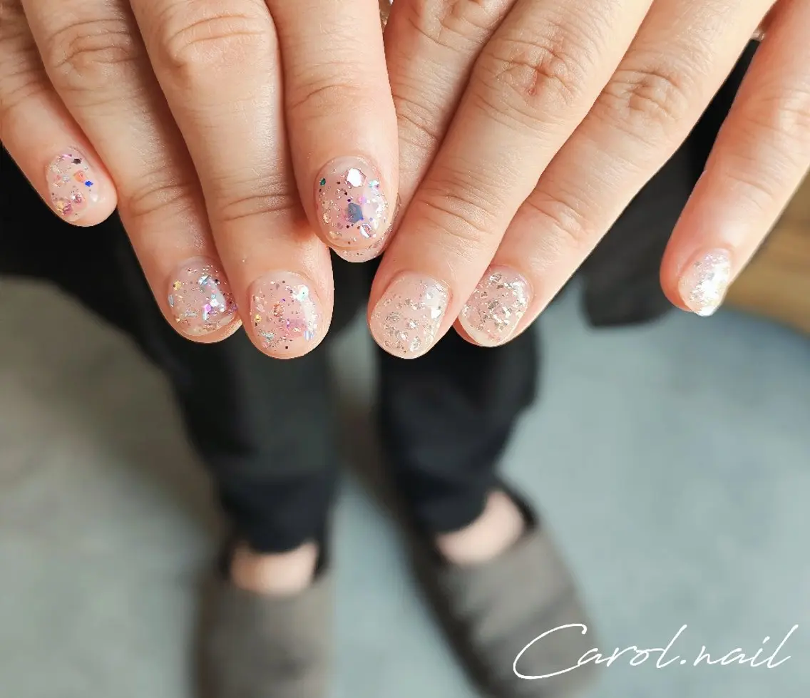 ネイル キラキラネイル ワンカラーネイル carol nailのネイルデザイン
