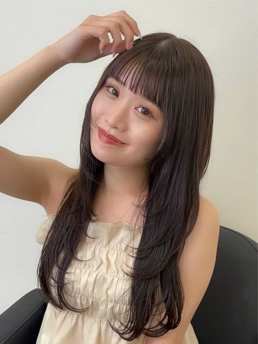 ロング ハッシュカット カット ヘアカラー トリートメント Ayano‪‪🎀似 合わせ×透明感🎀のヘアスタイル