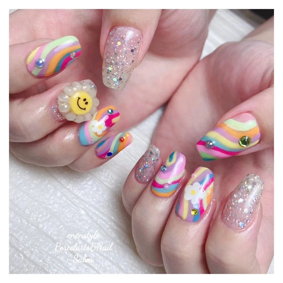 ミディアム ネイル 🐾enen style 🐾のネイルデザイン