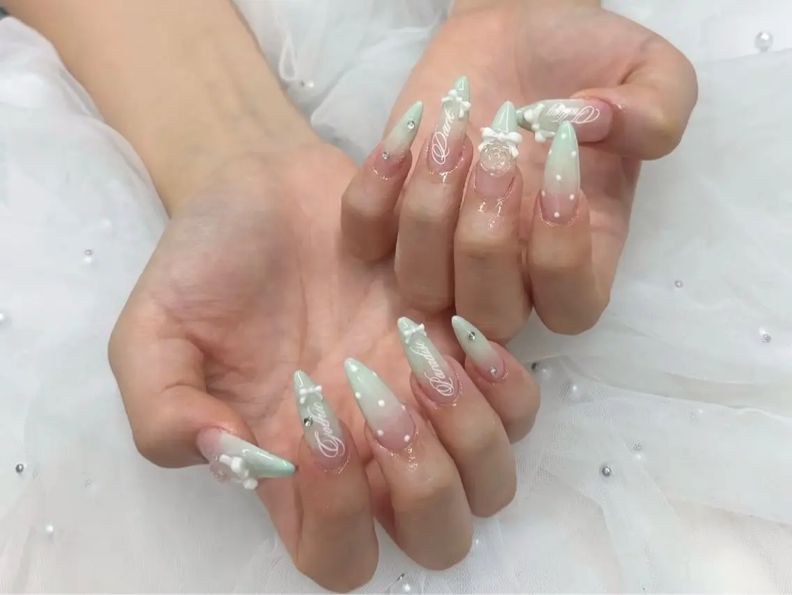 ネイル チークネイル 長さ出し フレンチネイル ジェルネイル ガーリー Sora  Nail Studioのネイルデザイン