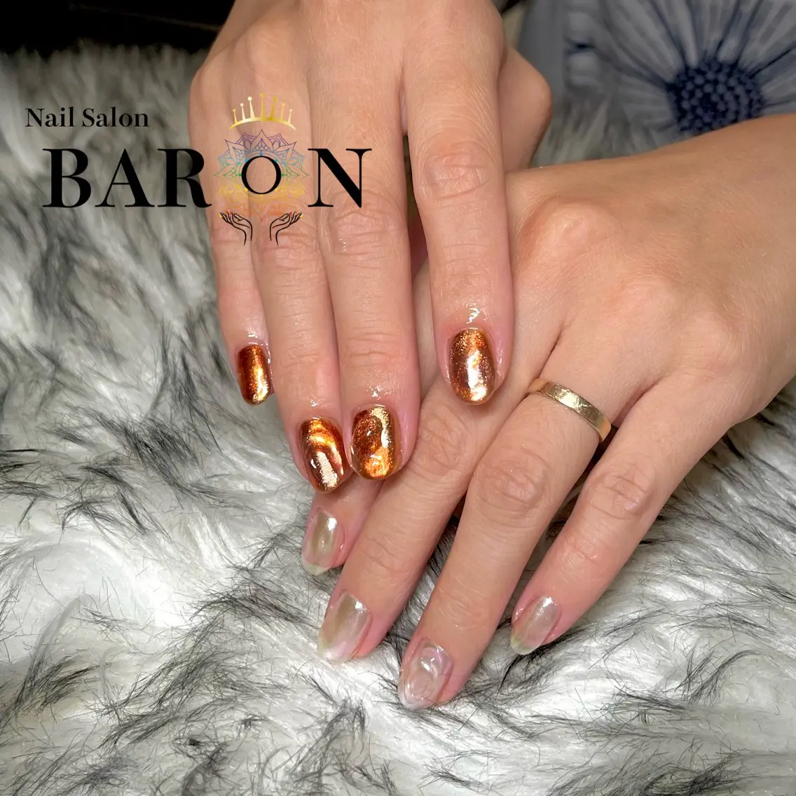 ネイル ミラーネイル ニュアンスネイル ハンドネイル ☆SAKI☆ BARON 店長のネイルデザイン