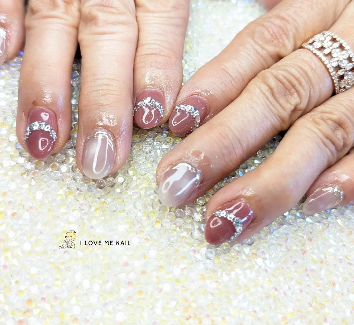 ネイル 長さ出し ハート 韓国ネイル マグネットネイル ニュアンスネイル ハンドネイル I LOVE ME NAIL.。.:*♡のネイルデザイン