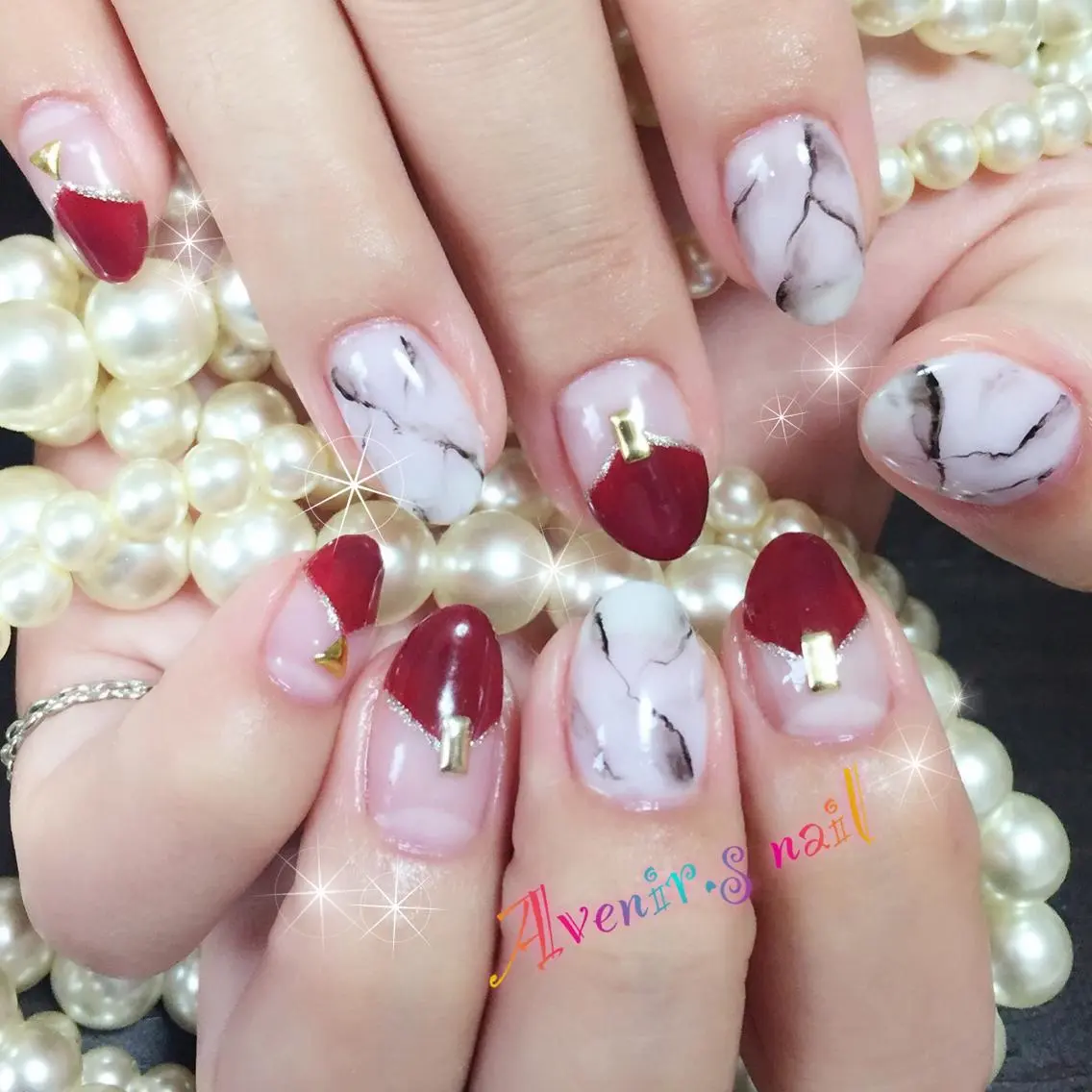 ネイル フレンチネイル 大理石ネイル(マーブル) Home Salon Avenir.のネイルデザイン