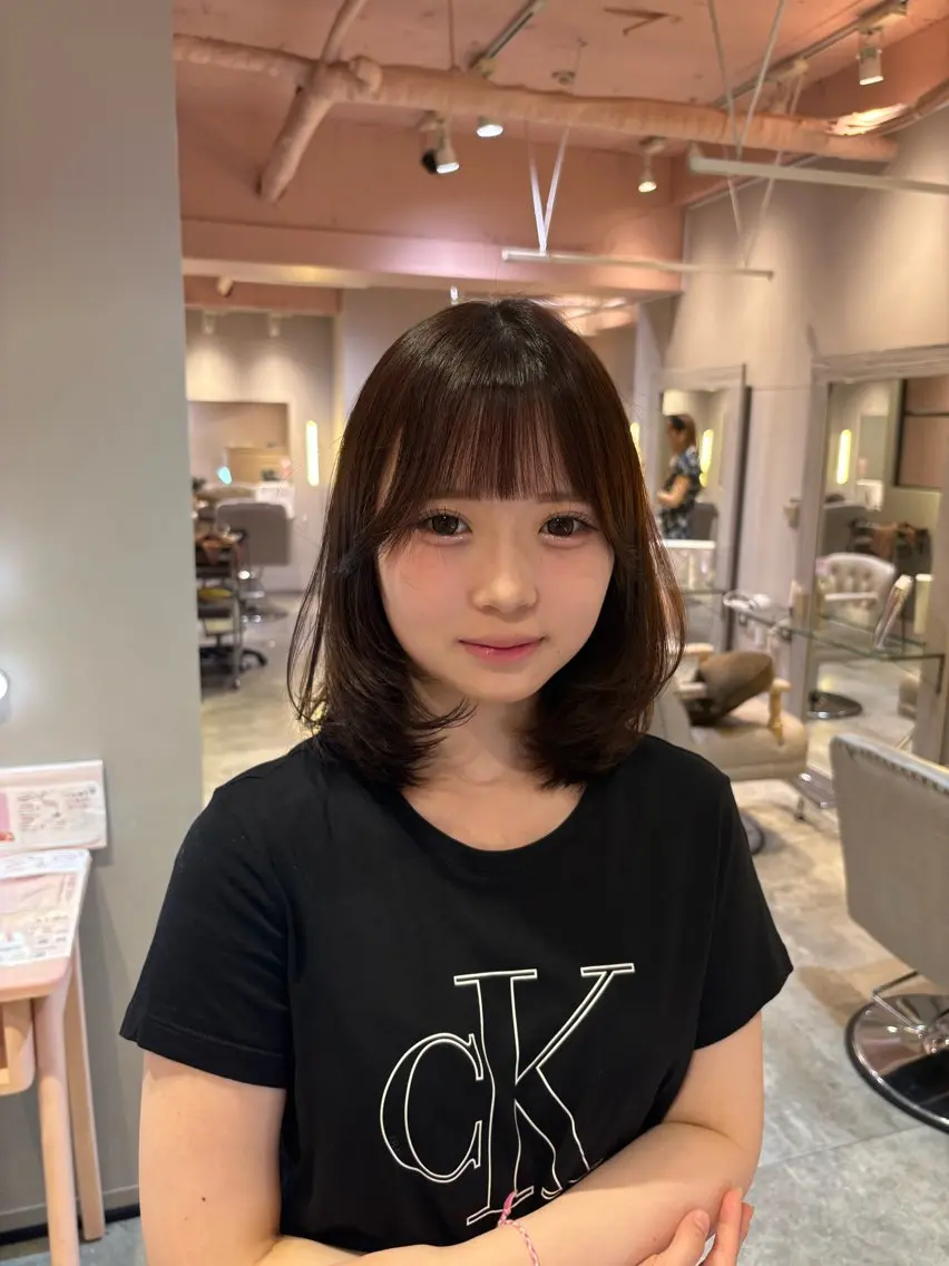 セミロング 天使の羽バング・フェザーバング 柔らかメルティ ヘア🩰Yuuhaのヘアスタイル