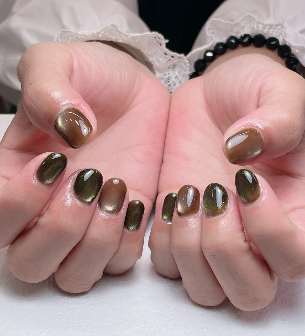 ネイル チークネイル 長さ出し フレンチネイル グラデーション キラキラネイル ハンドネイル MEO NAIL 中野②のネイルデザイン