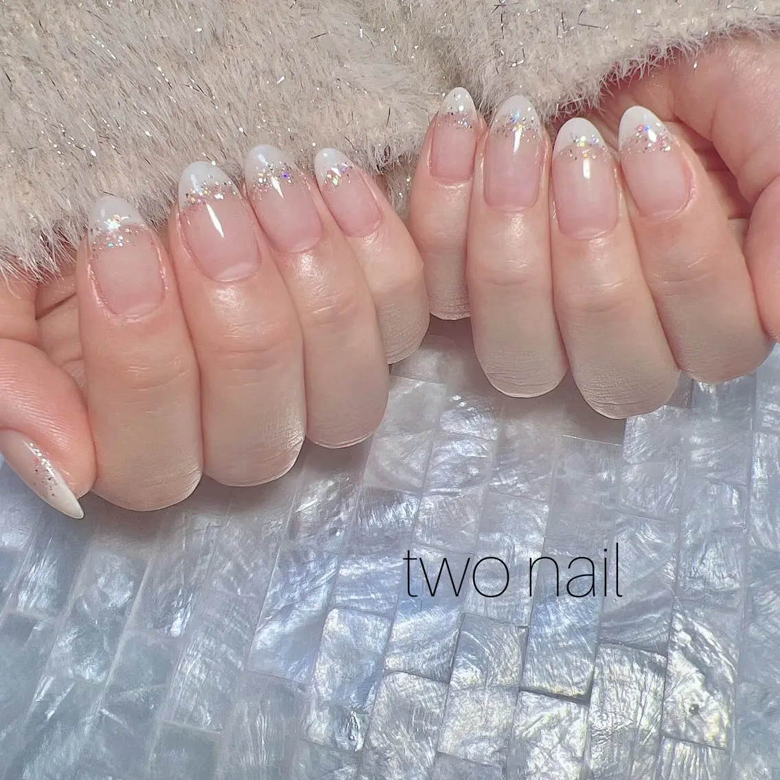 ネイル アートネイル オーロラネイル ネイルチップ ホワイト ハンドネイル two nailのネイルデザイン
