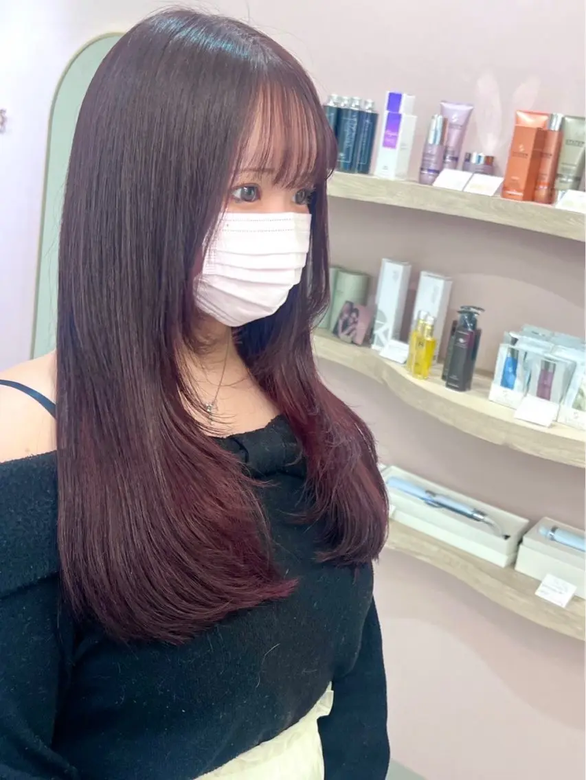ロング カラー ブリーチ ケアカラー ブリーチなしカラー ピンクカラー 野村 希汐のヘアスタイル