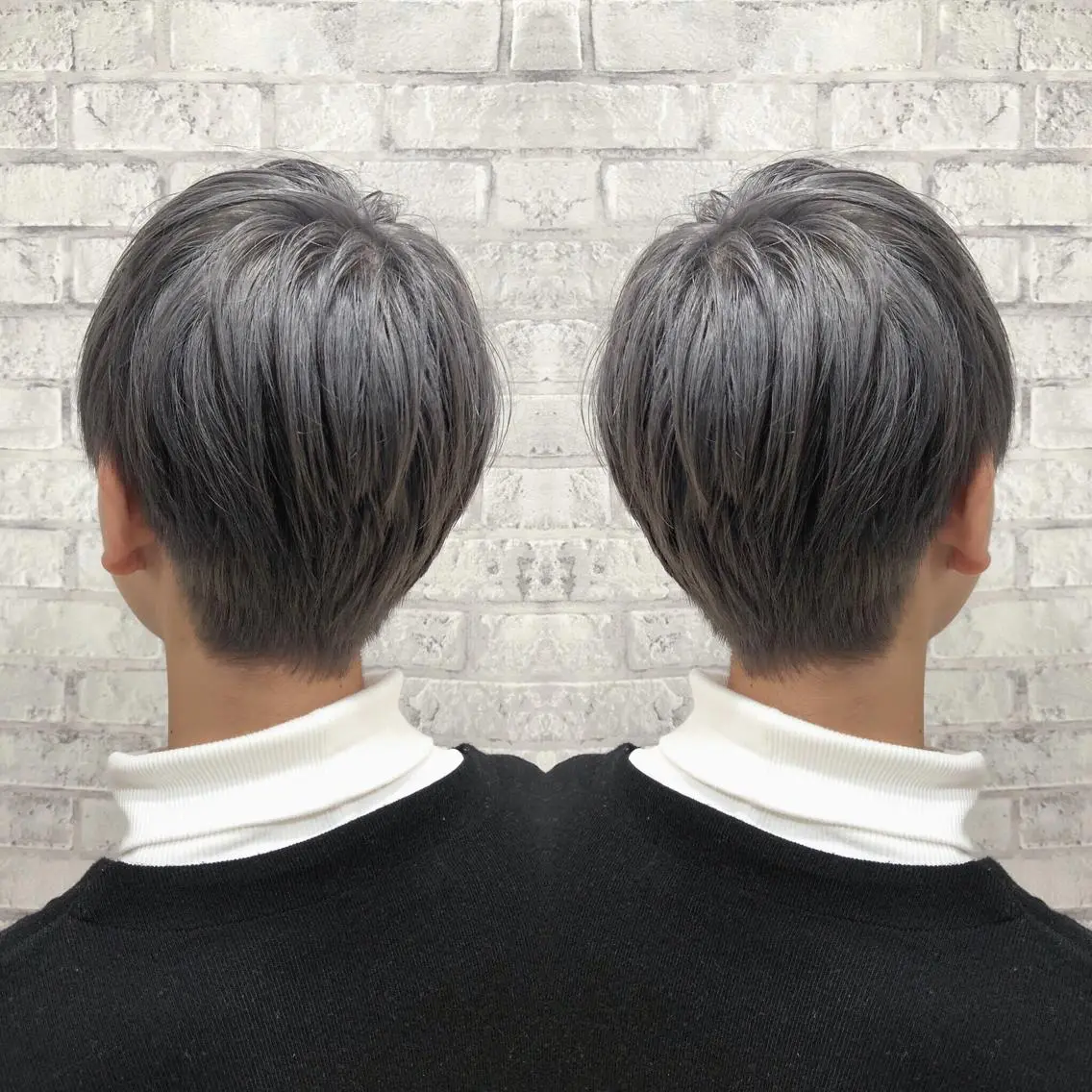 ショート カラー メンズ マッシュ アッシュ アッシュグレー カット ヘアカラー トリートメント 秋山 幸太のヘアスタイル