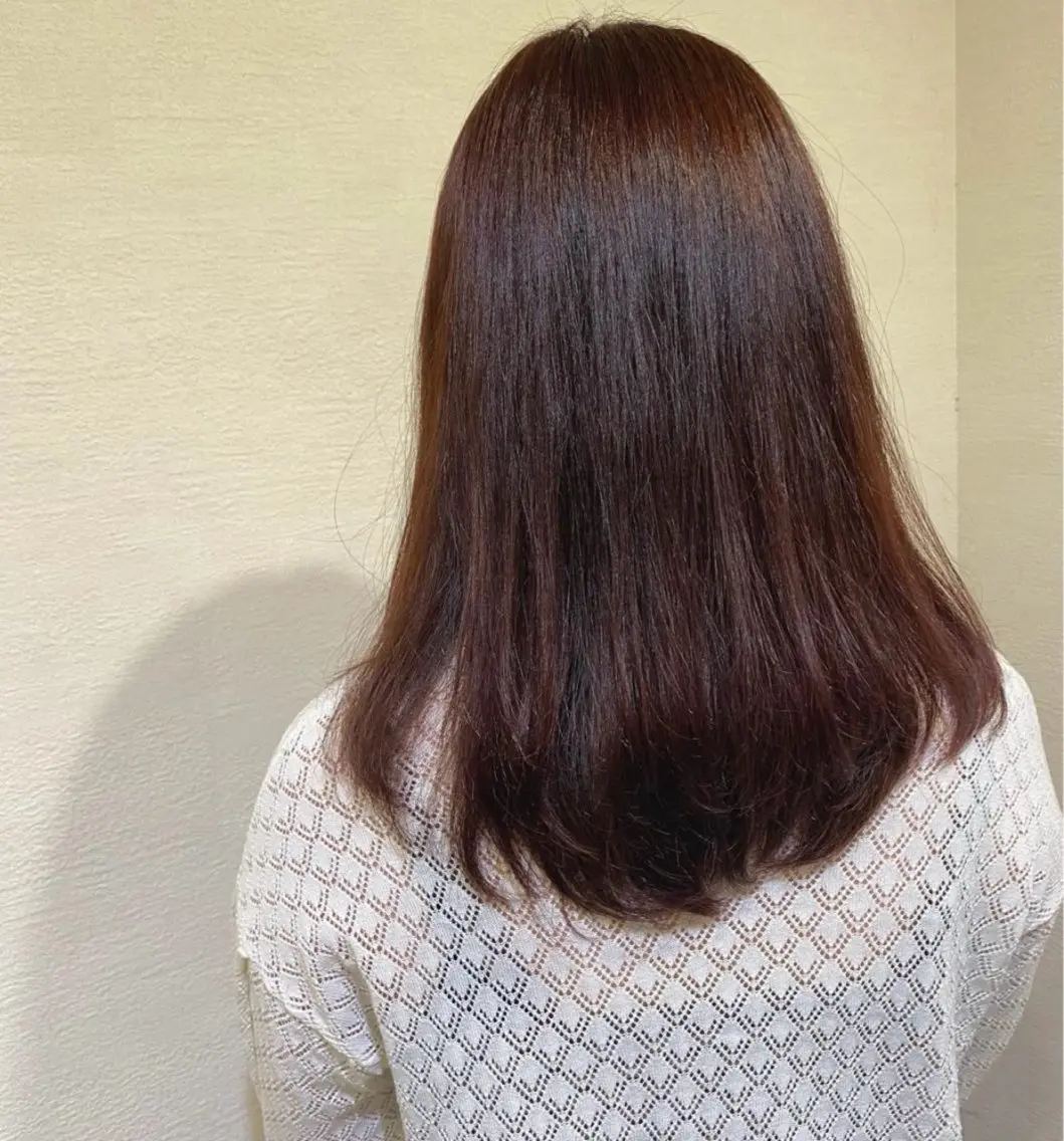 セミロング カラー ブリーチ ブラウンカラー ブリーチなしカラー ピンクカラー ピンクブラウン ヘアカラー 艶カラー/ 夢叶のヘアスタイル
