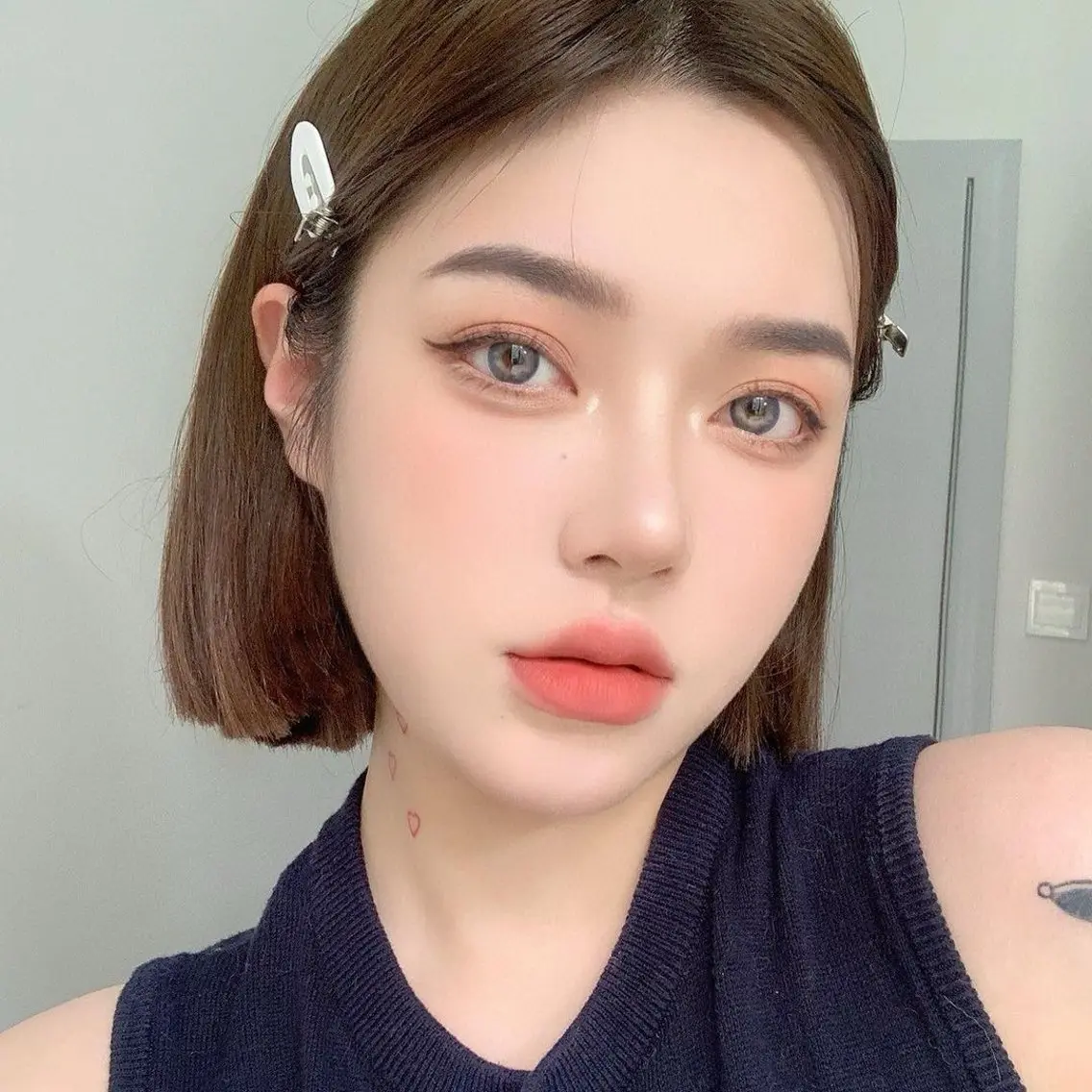 ショート カラー ヘアアレンジ カット 縮毛矯正 トリートメント ヘアセット 縮毛矯正🤍 ボブ/ HIKARIのヘアスタイル