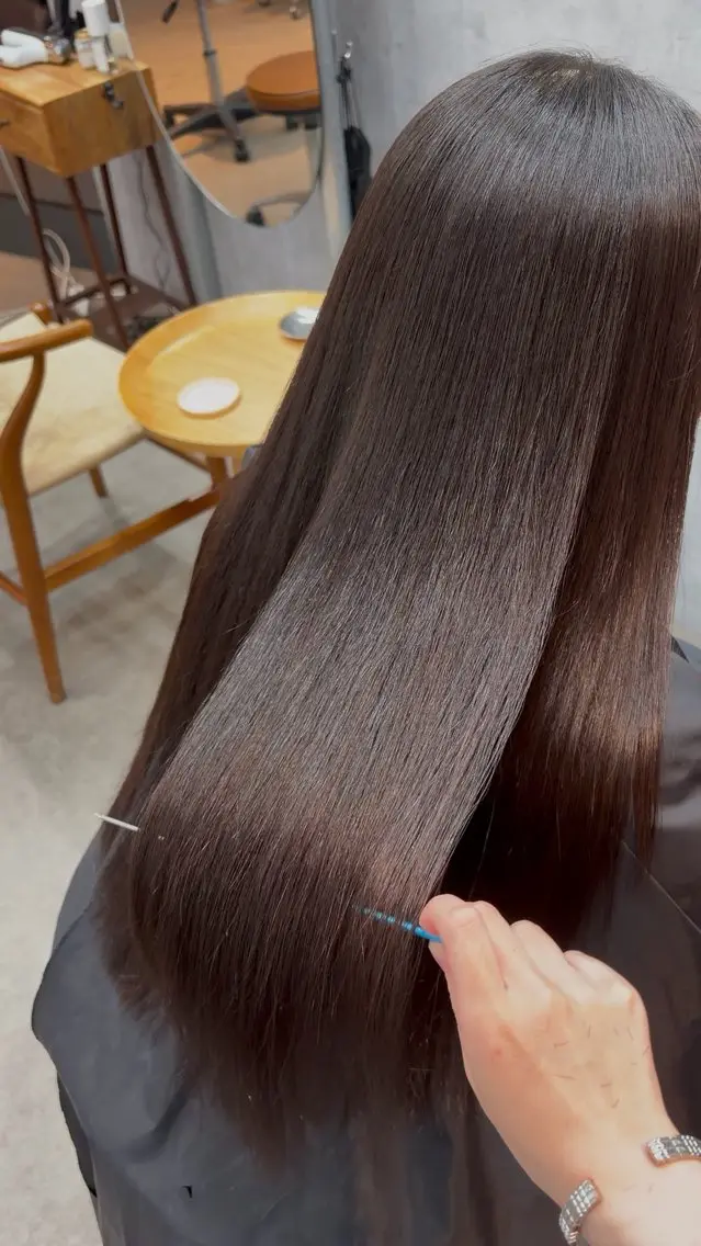 ロング カット 縮毛矯正 ほの /縮毛矯正 /メンズ/カラーのヘアスタイル