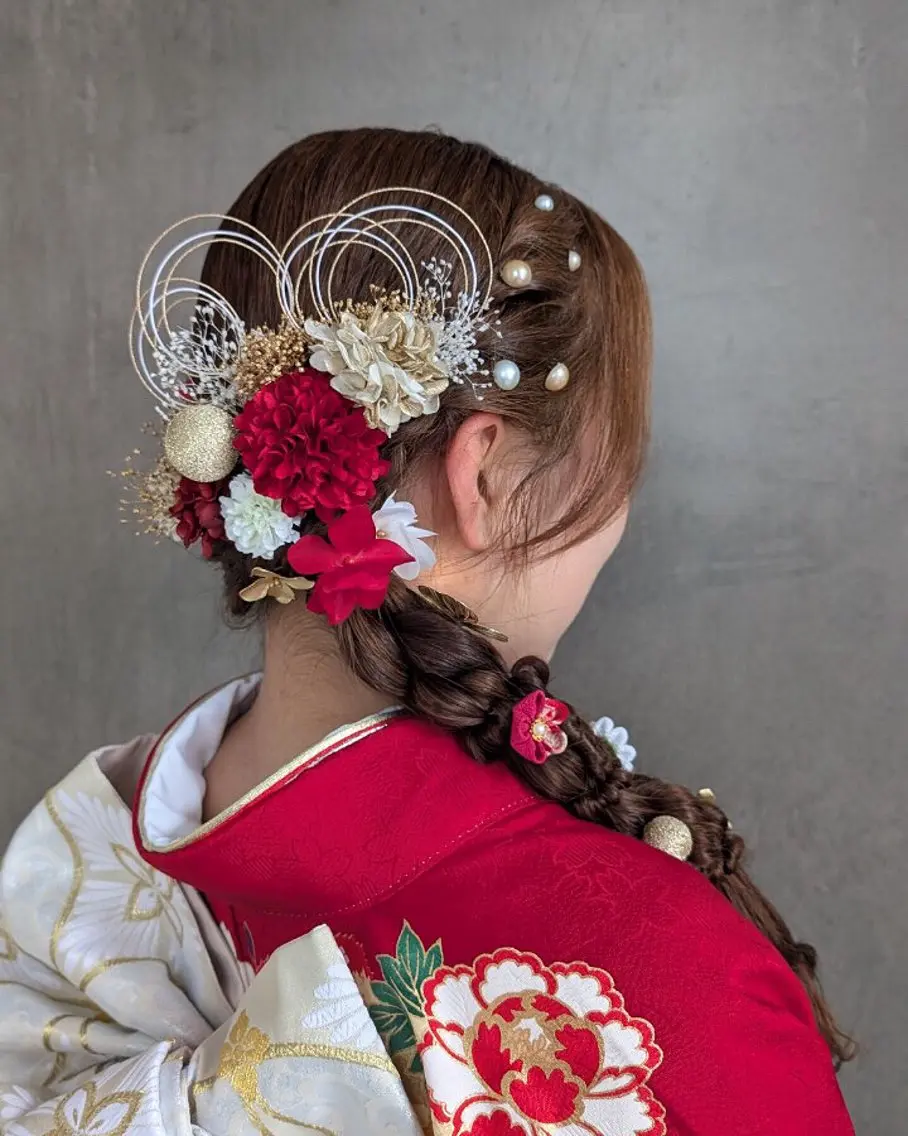 ロング ヘアアレンジ 成人式 ヘアセット ブランシェ勝川南口店 石原 あゆみのマツエク・マツパデザイン