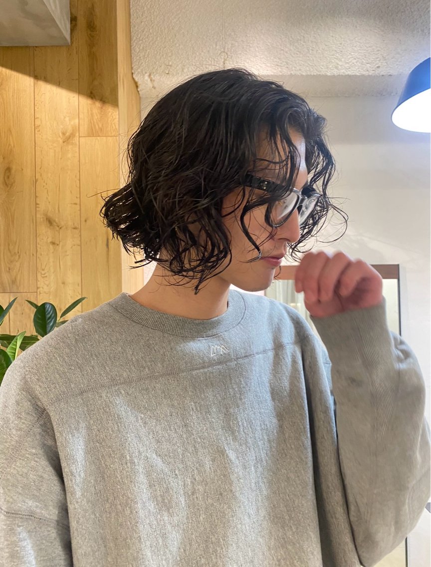 ショート パーマ メンズ 似合わせカット カット パーマ ヘッドスパ 似合わせ/オシャレ /ツヤ感🍃Renaのヘアスタイル
