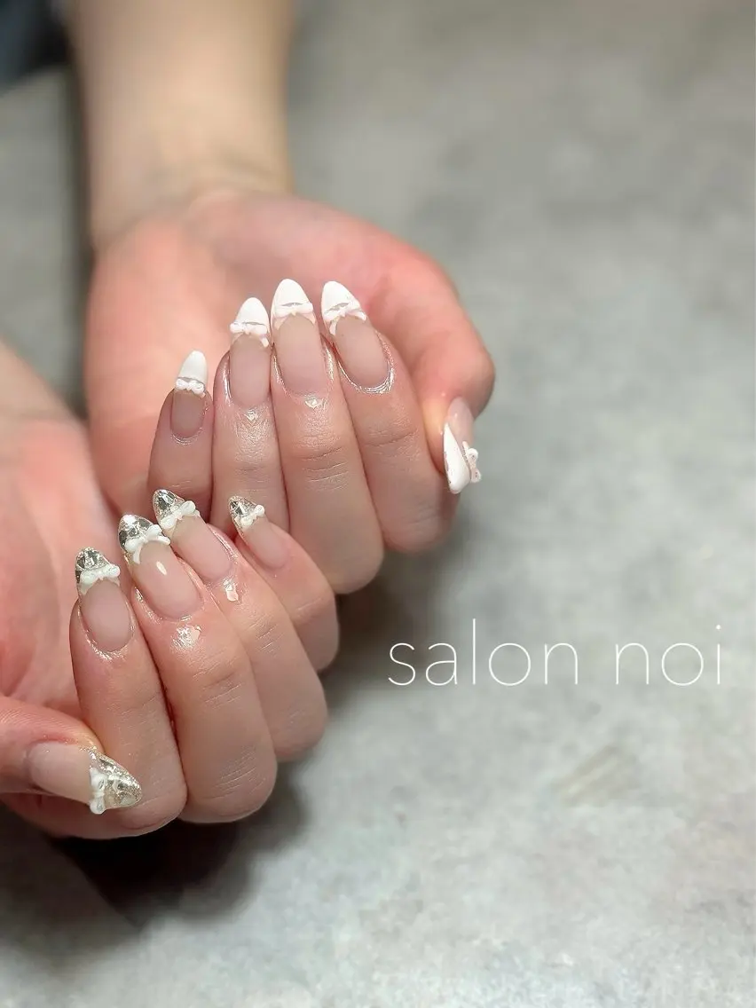 ネイル リボン ハンドネイル salon noiのネイルデザイン