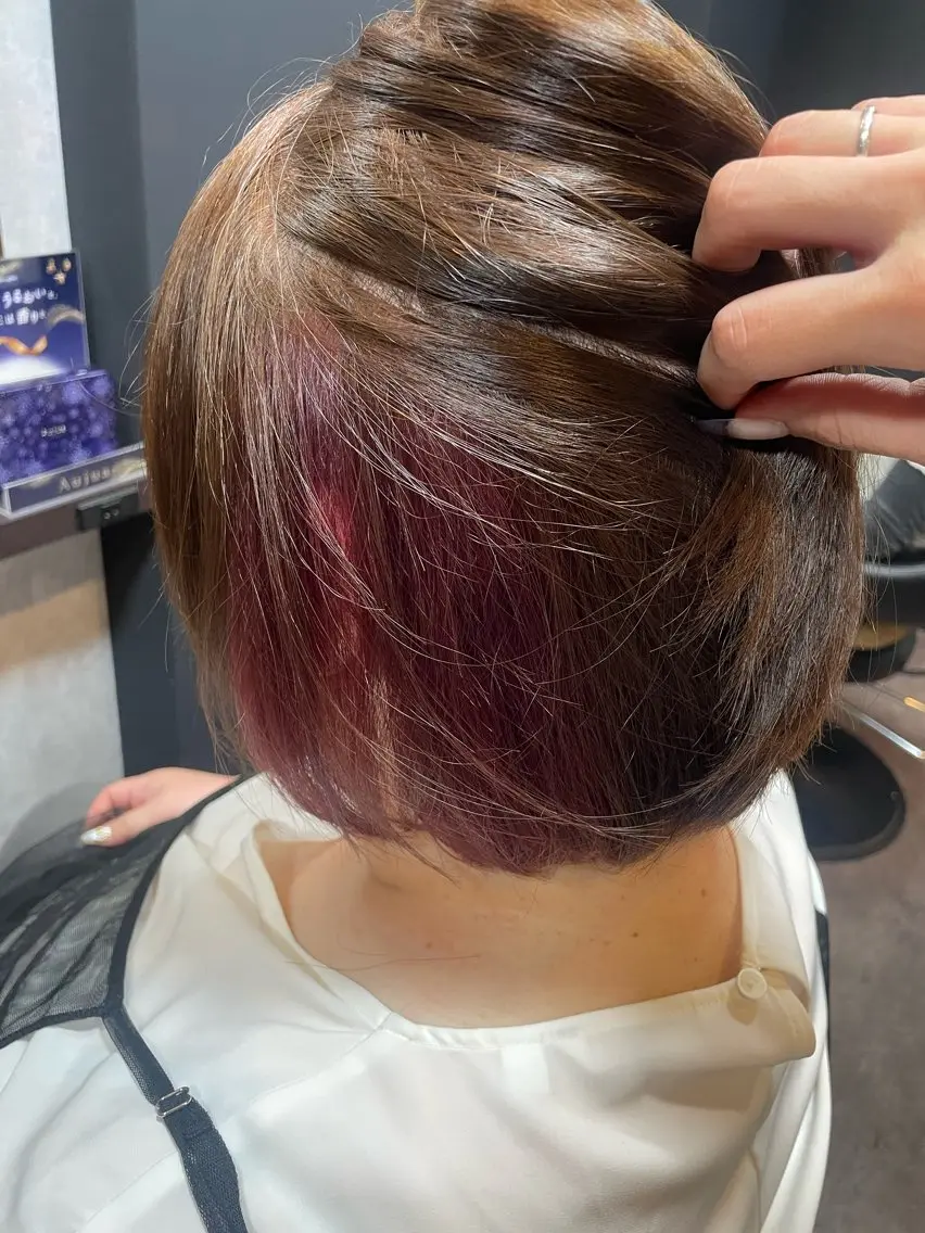 ミディアム カラー ピンクカラー バイオレットカラー ヘアカラー トリートメント  ︎︎ 寧音のヘアスタイル