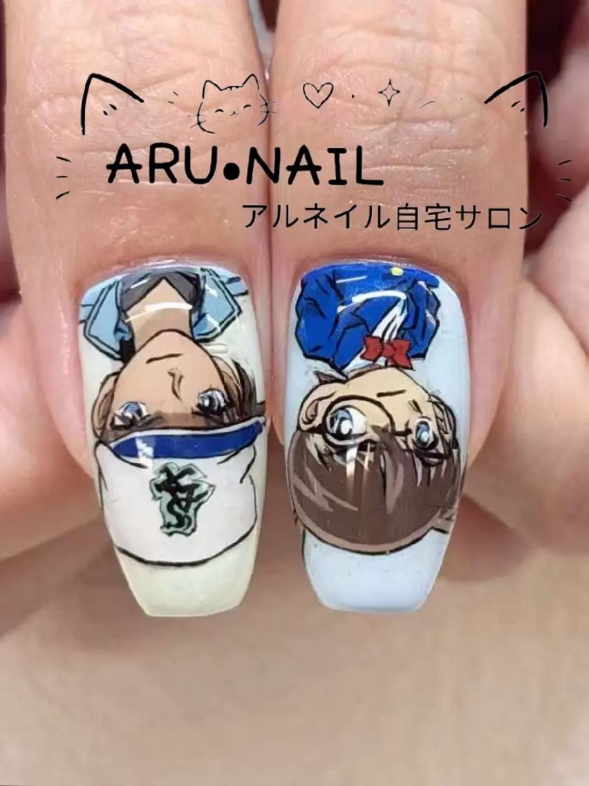 痛ネイル2本+ワンカラーorラメグラデーションの写真