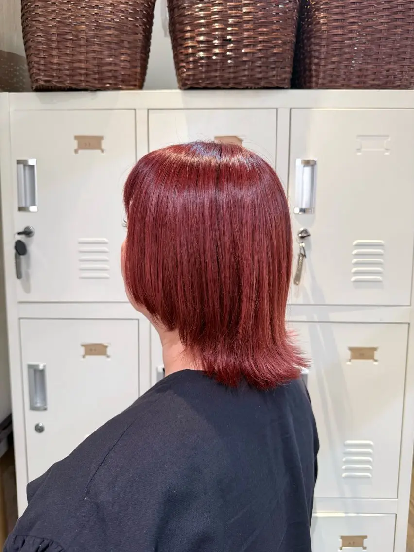 ミディアム カラー ボルドーカラー ピンクカラー 🍒せいら🍒 /艶・暖色カラーのヘアスタイル