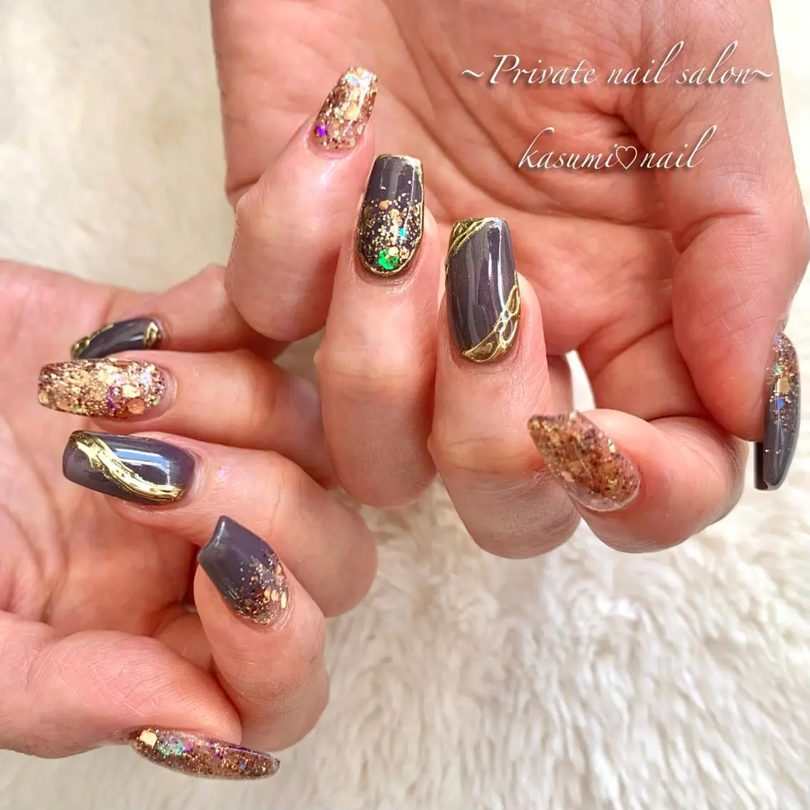 ネイル アートネイル ラメ(グリッター) マグネットネイル ミラーネイル 持ち込み KASUMI♡ Nailのネイルデザイン