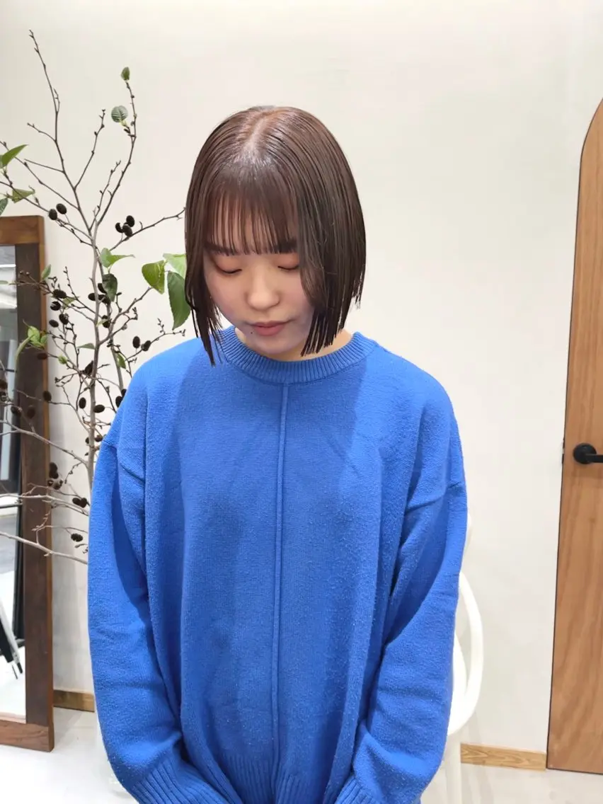 ショート カラー ヘアアレンジ ブリーチ ダブルカラー ブリーチなしカラー ボブ ena/ブリーチなし 透明感・レイヤー🎀のヘアスタイル