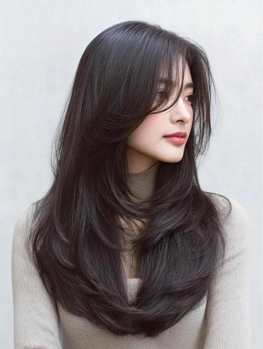 ロング 縮毛矯正 絶対綺麗な暖色カラー 🎯あります✨増渕✨のヘアスタイル