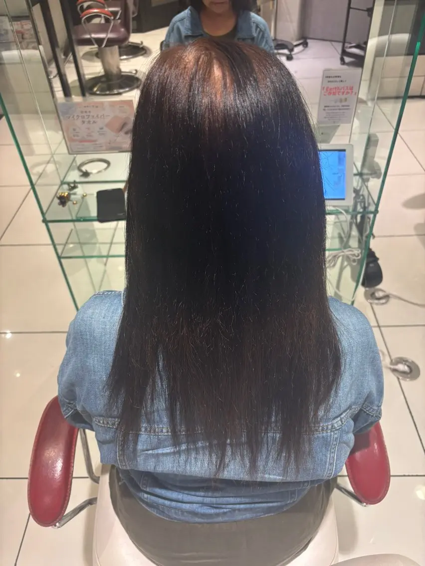 ロング パーマ 縮毛矯正 縮毛矯正 新開 羽音のヘアスタイル