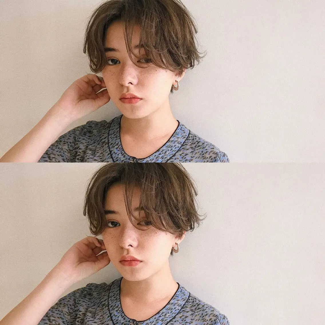 ショート カラー パーマ ヘアアレンジ ハンサムショート ショートヘア 小顔カット カット ヘアセット 松田 亮葉のヘアスタイル