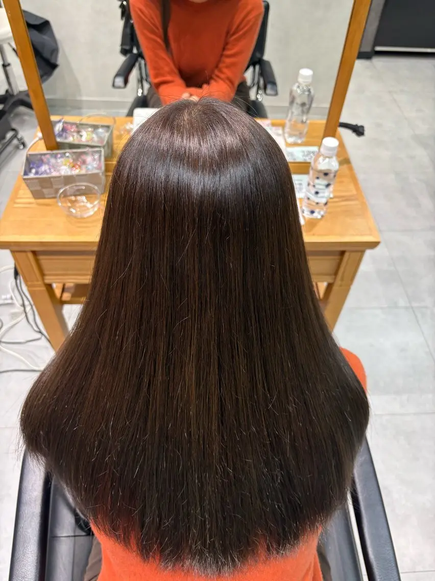 ロング 髪質改善 縮毛矯正 トリートメント 酸熱トリートメント ヘアカラー カラーモデル募集 🤍momoha🤍のヘアスタイル