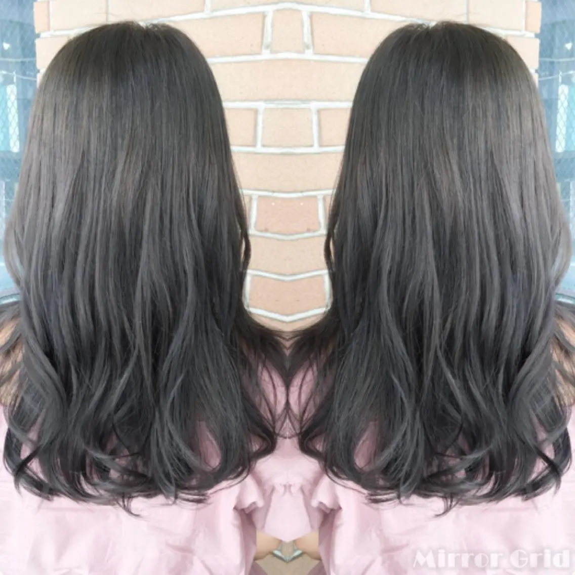 セミロング カラー グレージュ カーキグレージュ 北條 優輝のヘアスタイル