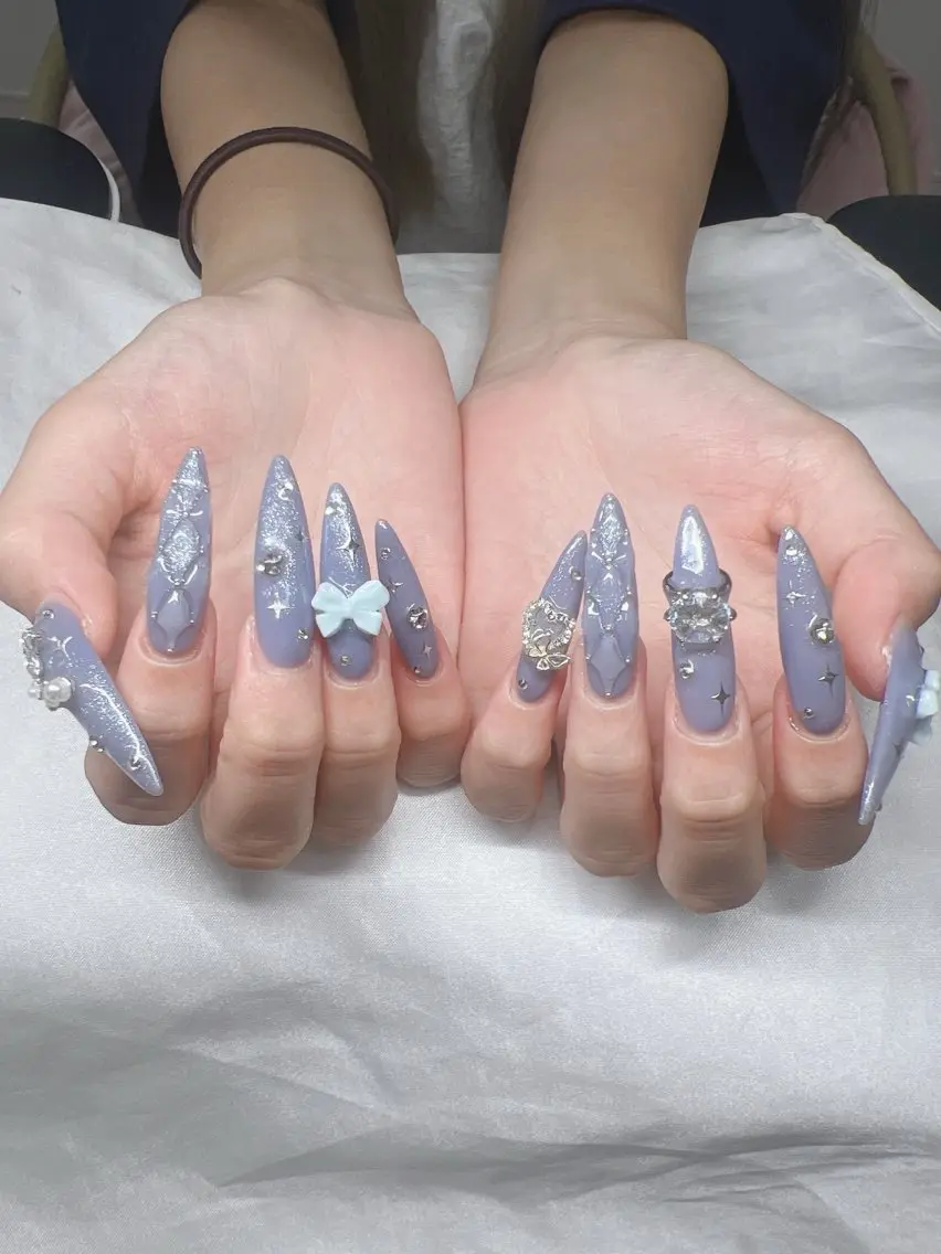 ネイル 長さ出し グラデーション キラキラネイル マグネットネイル ニュアンスネイル Lee Nails チップ長さだし専門店のネイルデザイン