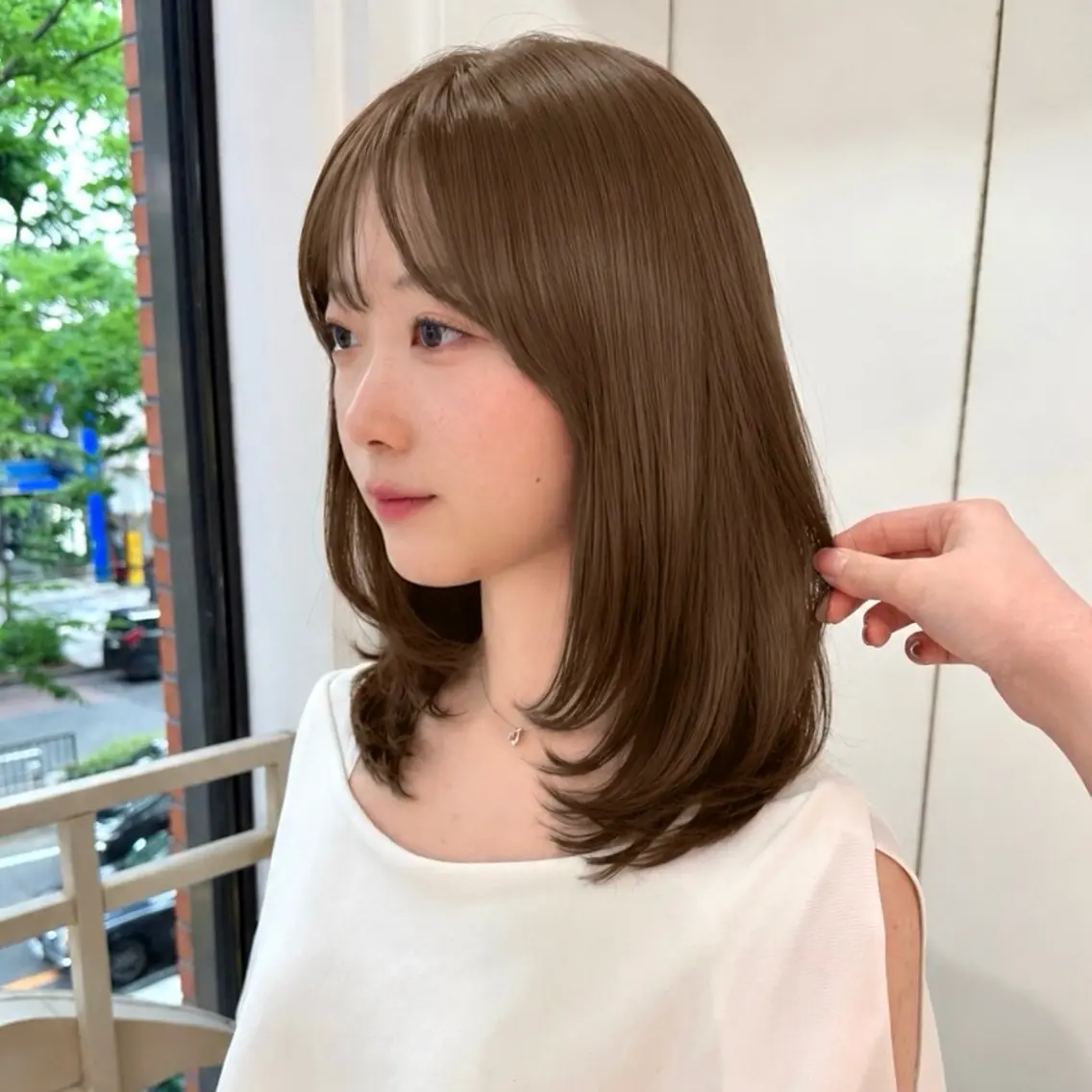 ミディアム カラー ブリーチ ヘーゼル ブリーチなしカラー ヘアカラー トリートメント まろやか艶ベージュ 🧸🧚Honoのヘアスタイル