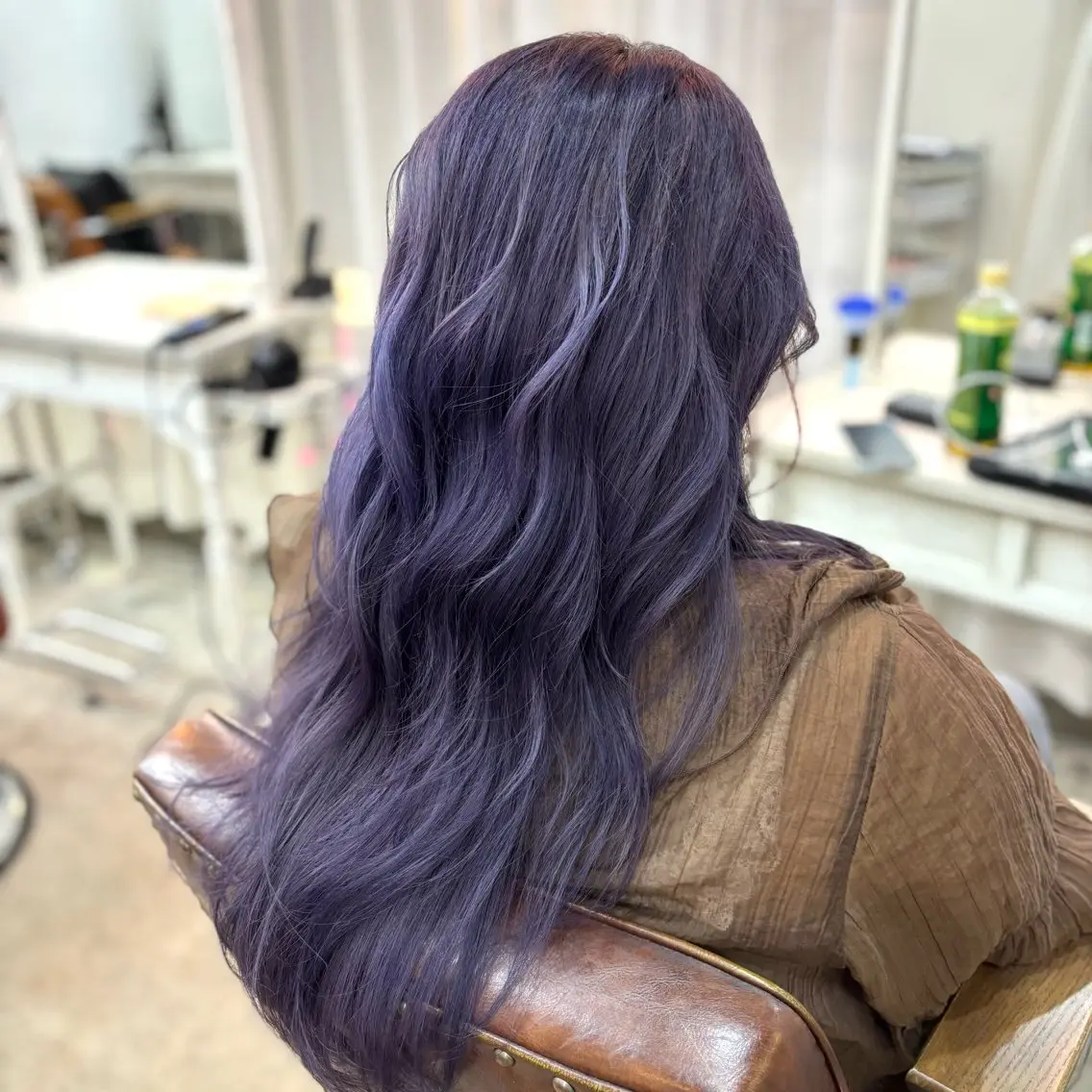 ロング カラー ブリーチ ブルーカラー ヘアカラー トリートメント 艶髪‎カラー🤍 RIKAのヘアスタイル