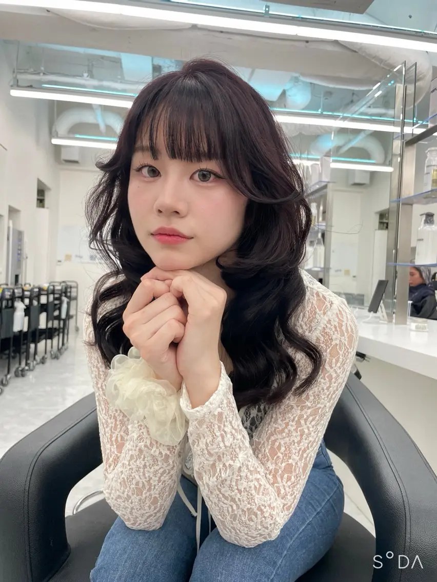 セミロング カット ヘアカラー MOE 福岡韓国ヘア✧︎のヘアスタイル