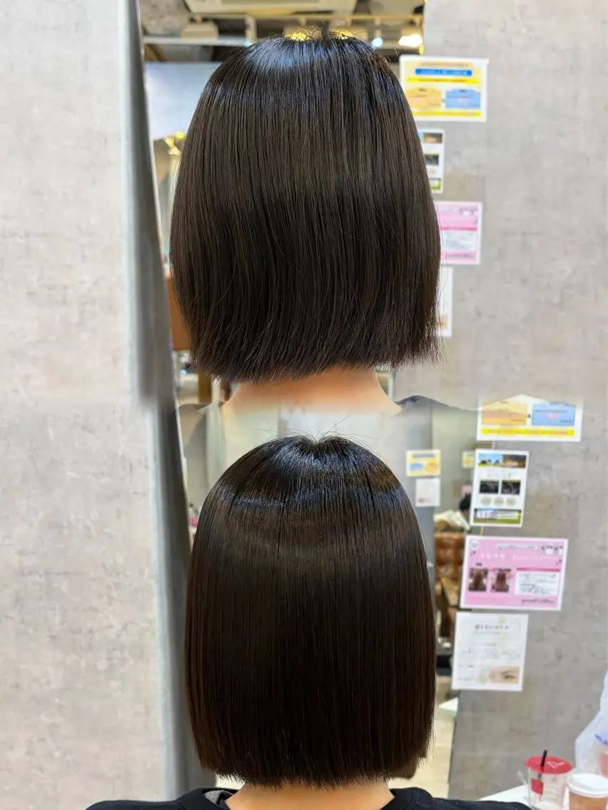 ショート ボブ 縮毛矯正 縮毛矯正 近江流奈☆透明感カラ ー☆髪質改善☆のヘアスタイル