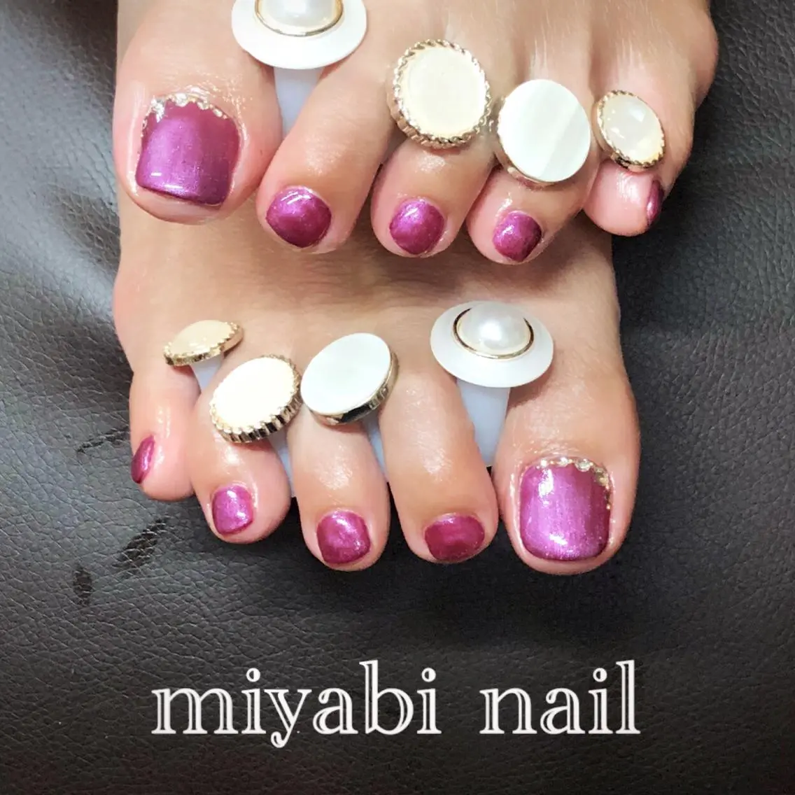 ネイル アートネイル フットネイル ジェルネイル ピンク パープル フットネイル miyabi nail 桂川駅近くのネイルデザイン