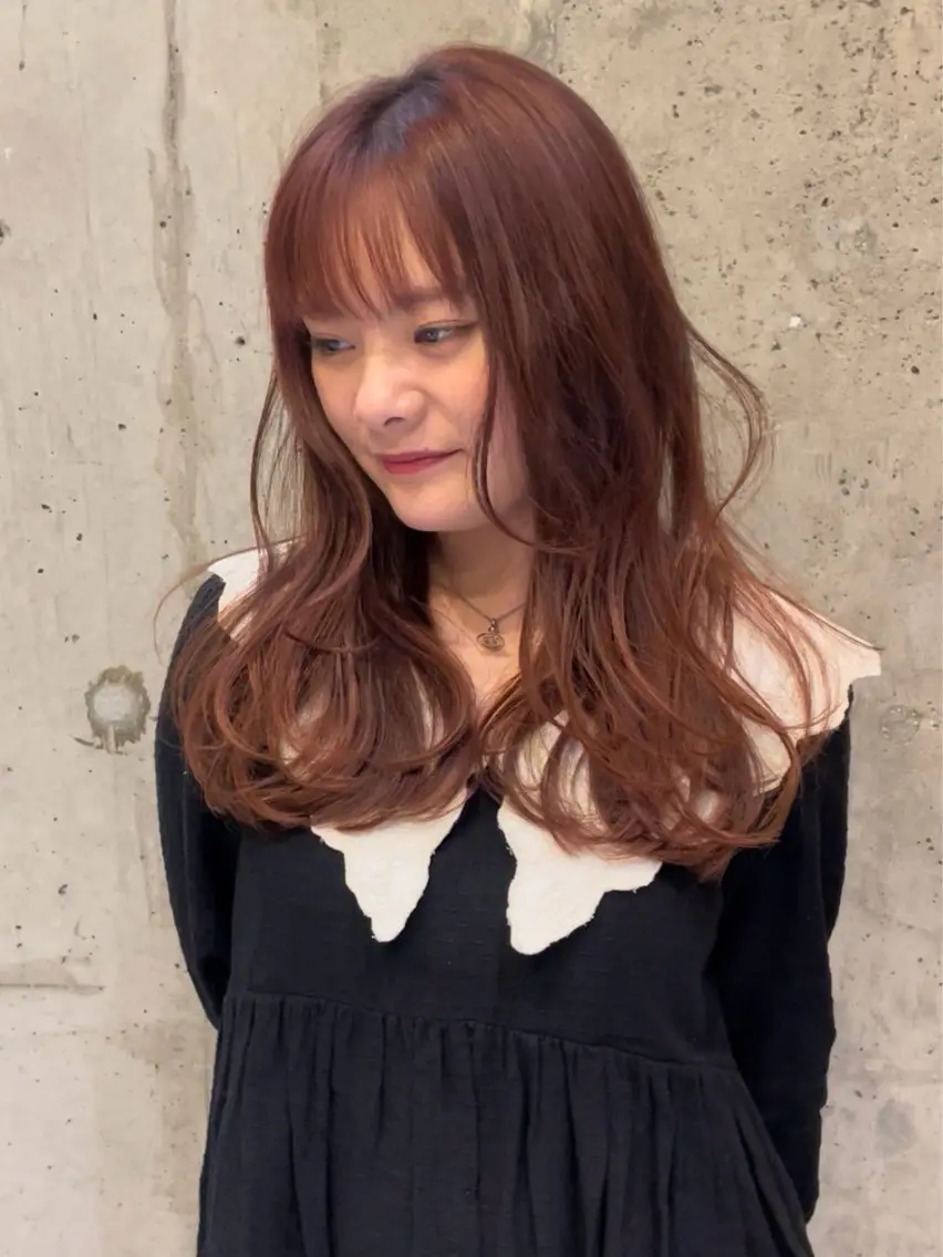 ミディアム ピンクブラウン ヘアカラー 都築 颯太のヘアスタイル