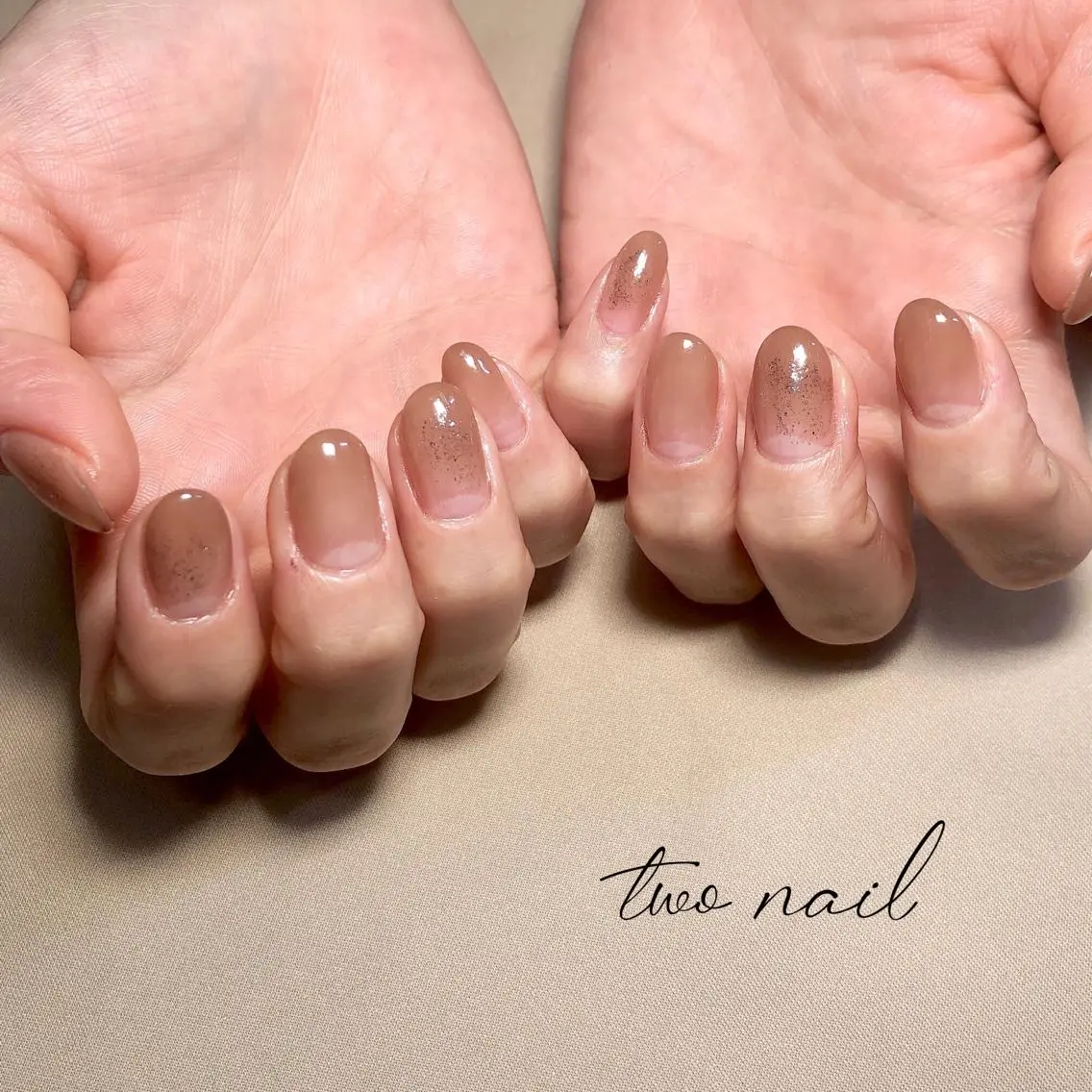 ネイル アートネイル ブラウン フットネイル ハート ニュアンスネイル ハンドネイル two nailのネイルデザイン