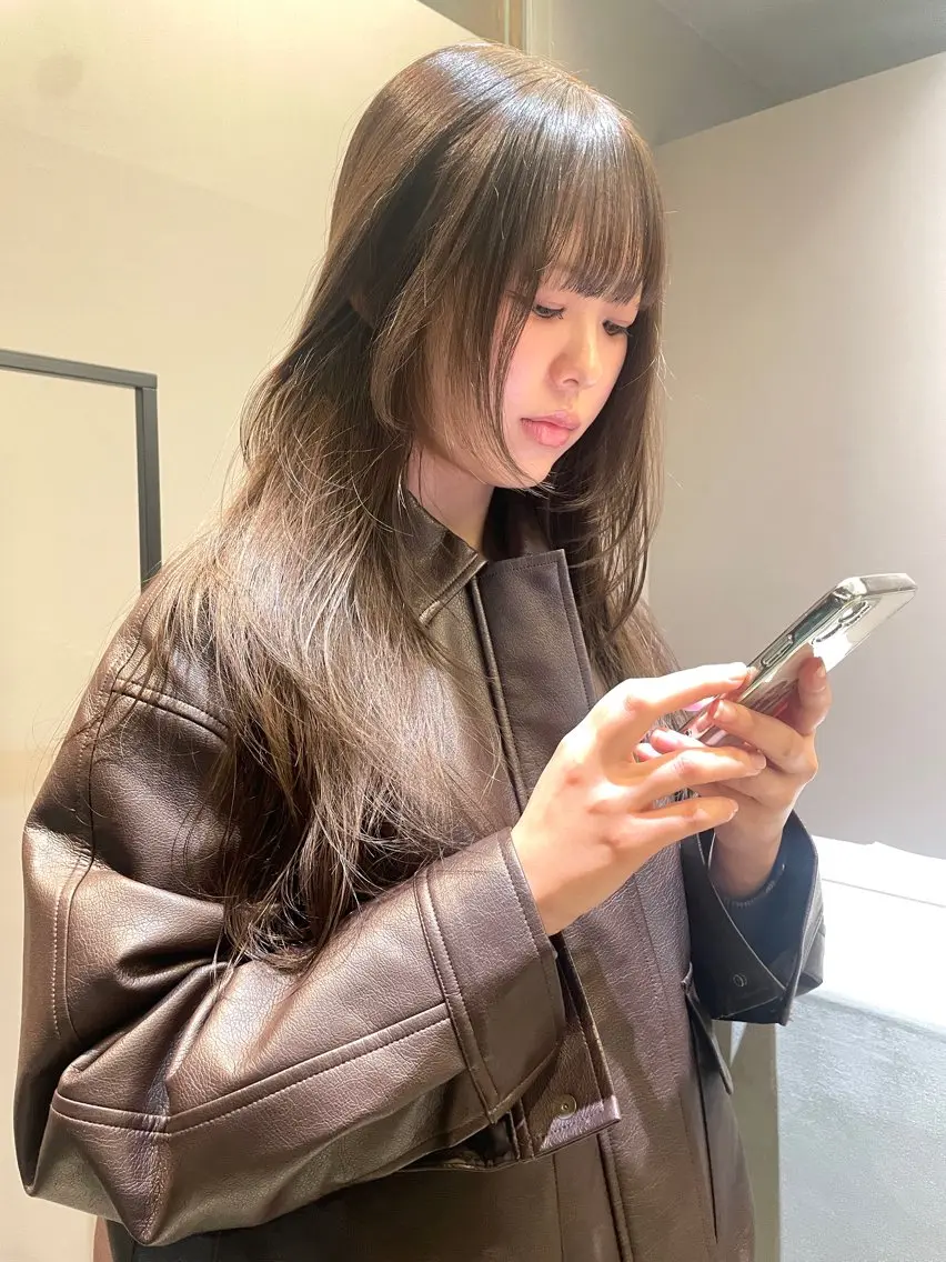 ロング カラー ミストバング ブリーチ 透明感カラー デザインカラー  フェイスフレーミング REINA /nёn/女性限定のヘアスタイル
