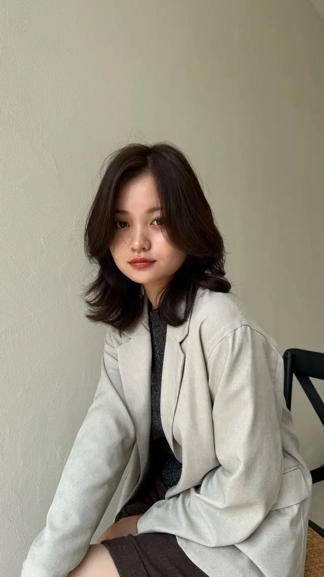ミディアム カット ヘアカラー トリートメント 中村紫乃/艶髪. 縮毛矯正.白髪染めのヘアスタイル