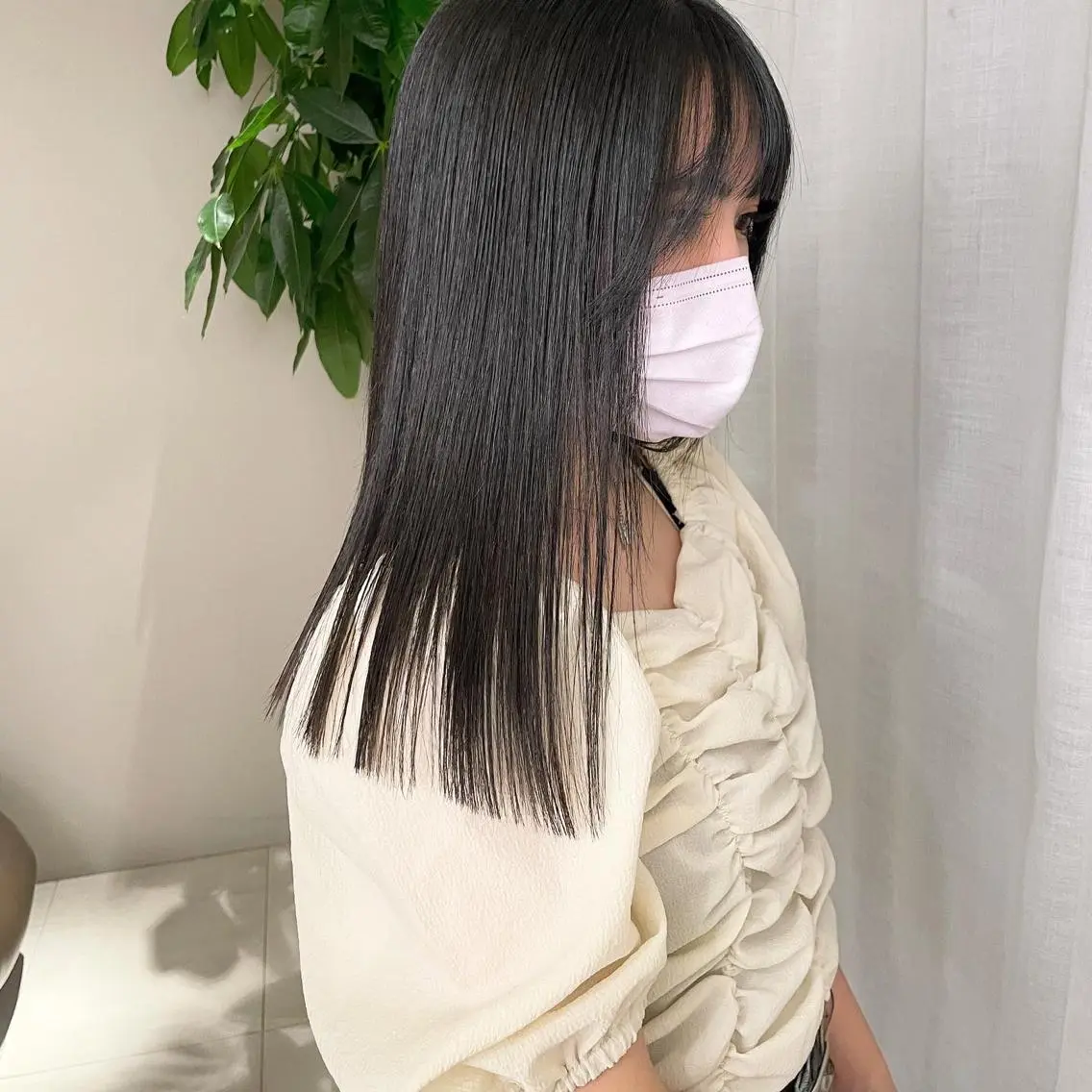 ロング カラー 黒髪 ブルーカラー ブルーブラック fumi 韓国hairのヘアスタイル
