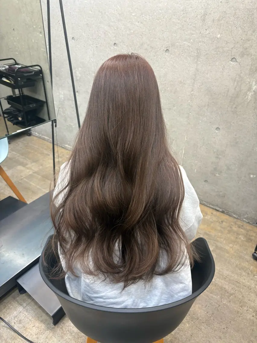 ロング ヘアカラー 透明感カラー/赤み消 しカラー/もものヘアスタイル